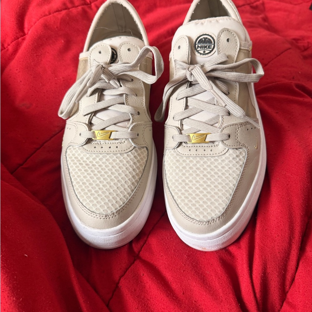 Nike Women's Beige and White Sneakers